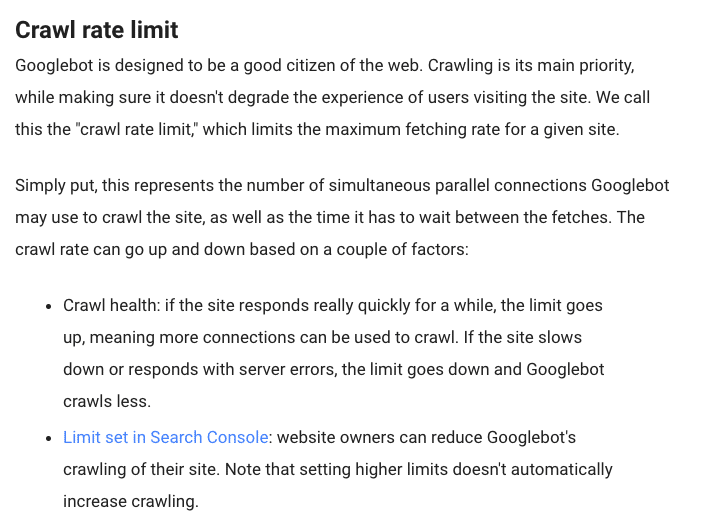 Crawl rate limit