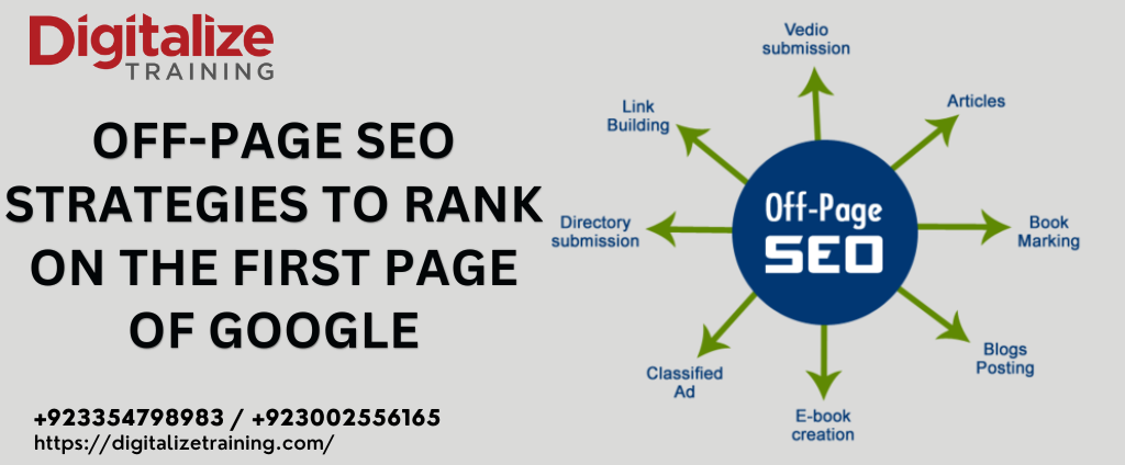 This picture show Off-Page SEO Strategies to Rank on the First Page of Google